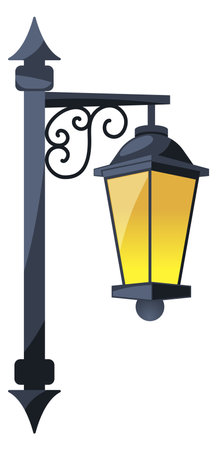 Cartoon outdoor lamp. Old city street lightのイラスト素材
