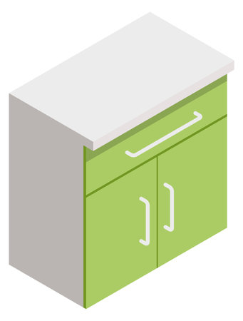Kitchen closet. Cooking tabletop isometric furniture iconのイラスト素材