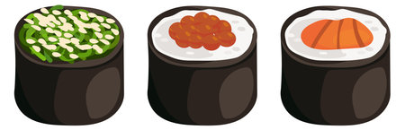Sushi rolls cartoon food icon. Asian dishのイラスト素材