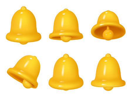 3d bell. Notification items for ui newsletter bells collection decentk vector realistic picturesのイラスト素材