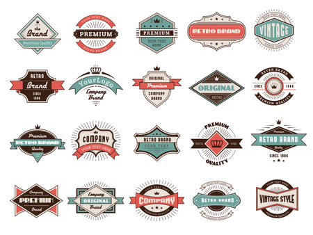 Vintage emblems. Retro premium badges collection set recent vector template with place for textのイラスト素材