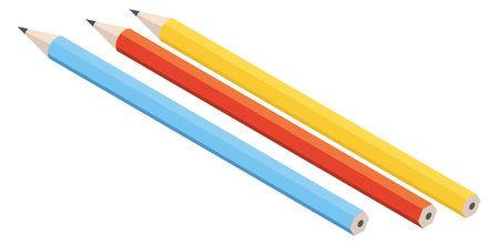 Isometric color pencils. School supplies. Drawing toolのイラスト素材