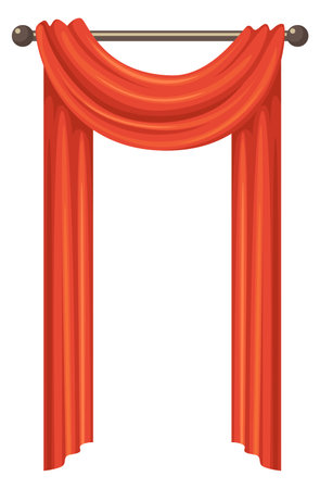 Luxury red drapery. Satin curtain. Curved clothのイラスト素材
