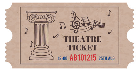 Retro theatre ticket template. Vintage event passのイラスト素材