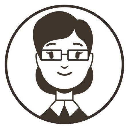 Professional woman avatar. Black round female portraitのイラスト素材