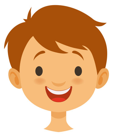 Happy smiling boy head portrait. Funny kidのイラスト素材