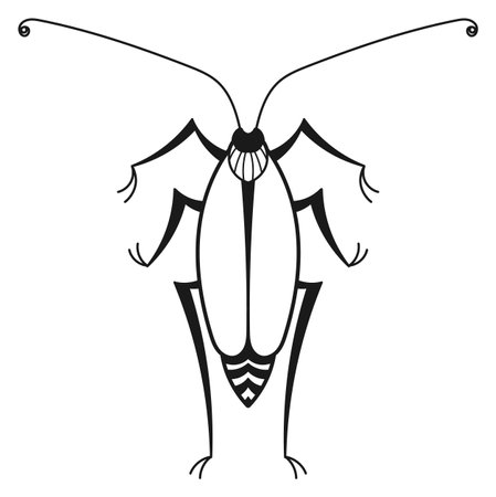 Cockroach ink drawing. Pest icon. Natural animalのイラスト素材