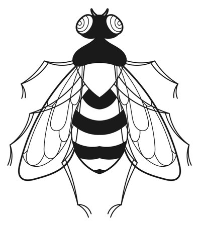 Wasp icon. Stinging wild insect ink drawingのイラスト素材