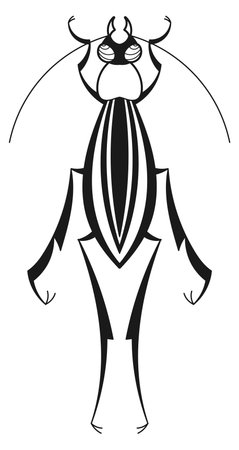 Cricket icon. Black line insect. Nature symbolのイラスト素材