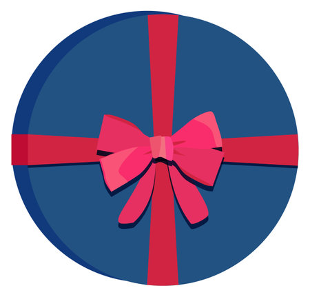 Round gift box icon. Present with red bowのイラスト素材