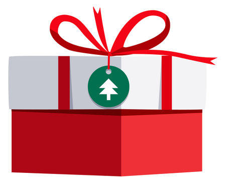 Christmas gift box icon. Colorful holiday presentのイラスト素材