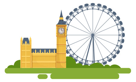 English landmarks icon. Cartoon historical places travelのイラスト素材