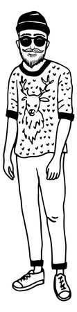 Urban street style sketch. Modern guy fashionのイラスト素材