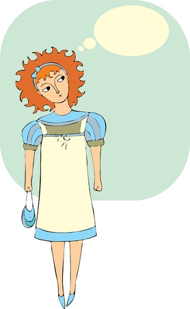 red-haired young girl in a blue dressのイラスト素材