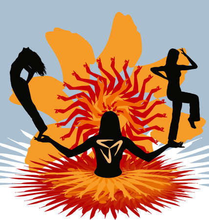 Silhouette of the girl on an abstract backgroundのイラスト素材