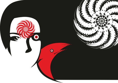 Abstract girl's face with a mechanical eyeのイラスト素材