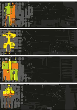 Grunge stylish banners with abstract peopleのイラスト素材