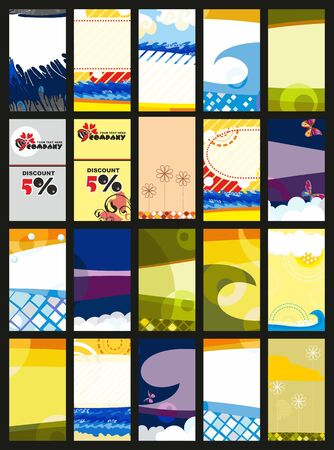 Set vertical bright visiting and discounts of cardsのイラスト素材