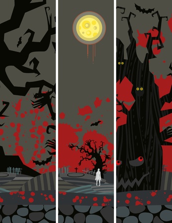 halloween  grunge banners setのイラスト素材