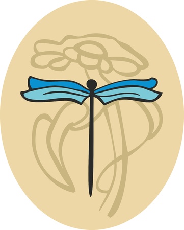 Graceful dragonfly on a flowerのイラスト素材