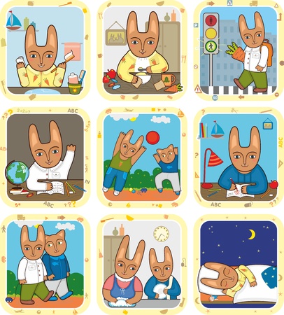 Schedule of day of a little hareのイラスト素材
