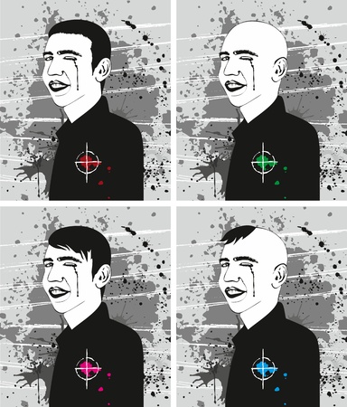 Portrait of the man with different variations of a hairdressのイラスト素材