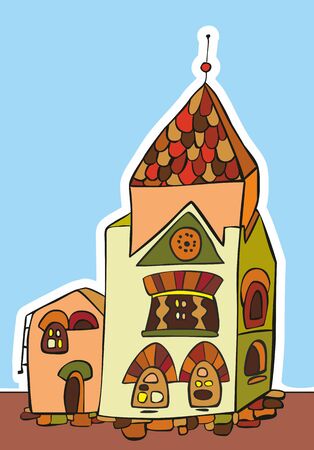 Ancient building with a clockのイラスト素材