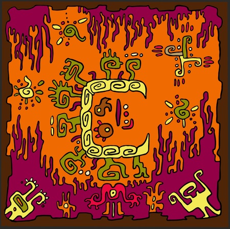 Ethnic abstract background with symbolsのイラスト素材