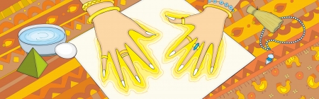 Female hands radiating lightのイラスト素材