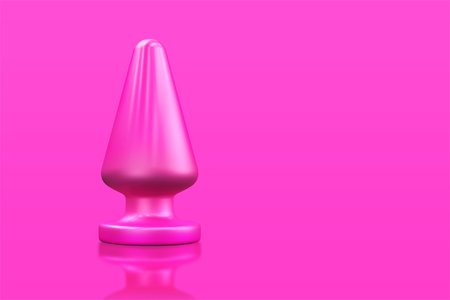 Butt anal plug sex toys on fuchsia background. 3D illustration.の写真素材