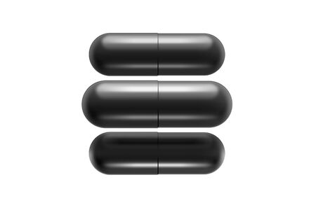 Dietary supplement capsules in black. 3d illustration.の写真素材