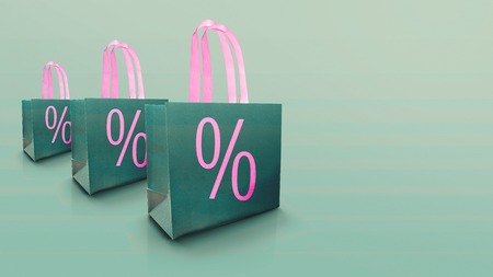 Gray shopping sale special offer bag for luxury store. Banner design Layout template3d rendering.