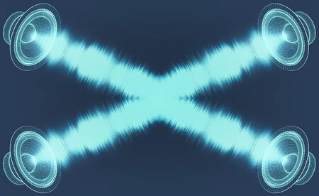 Sound waves oscillating glow light, Abstract technology backgroud. 3d illustration.