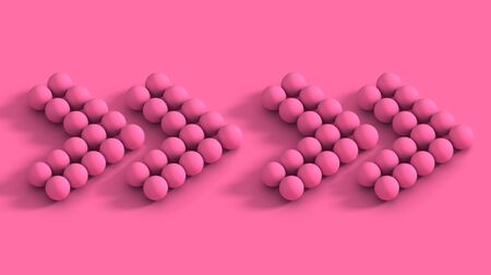 Set of pink arrows with halftone effect. Abstract pink coral background empty space studio room for display product ad website. 3D illustration.の写真素材