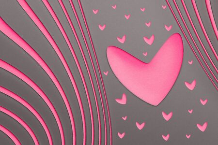 Ink stripes texture. Pink Zebra pattern. Background or gray paper graphics texture. Flat lay with...