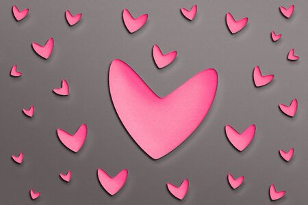 I LOVE YOU - Paper Origami background. Love you lettering template for girlish t shirt print design. Valentine's Day greeting card. Heart Pink.の写真素材