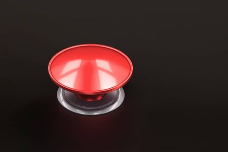 Red Panic Button Sign 3d illustration. Red Alarm Shiny Panic Button. SOS Emergency Alarm. Safety...