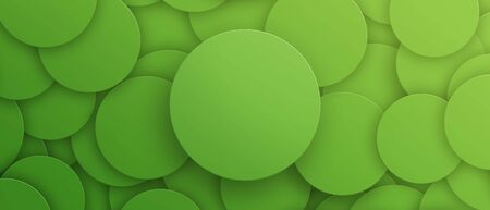 Green circle abstract banner template, horizontal advertising banner. Green abstract light background for cosmetic mockup. 3D illustrationの写真素材