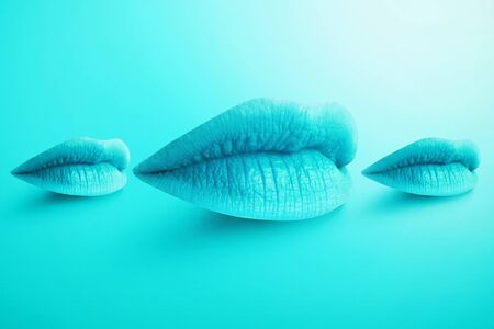 Fashion Concept Lipstick. Multicolored lips. Modern minimal art.