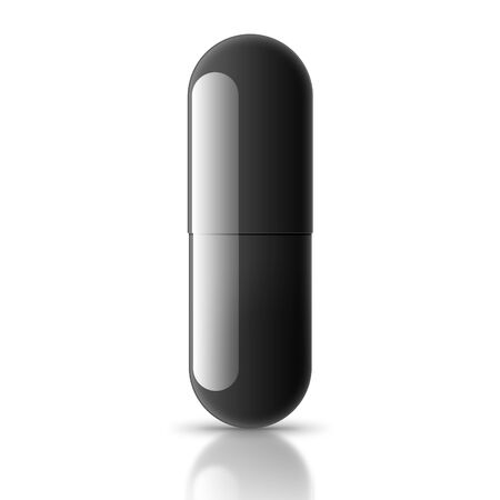 Pharmacy supplement capsules in black. 3d illustration.の写真素材