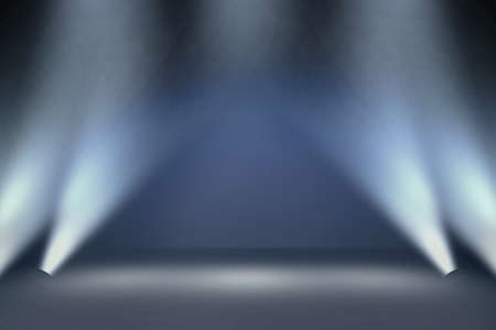 Creative scene illumination light effect backdrop with rays. Blue Light Beam. Spotlight blue rays...