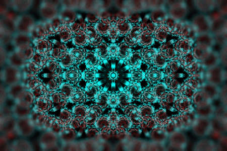 Teal mandala artwork. Smooth spread of ink explosion, kaleidoscopic background.