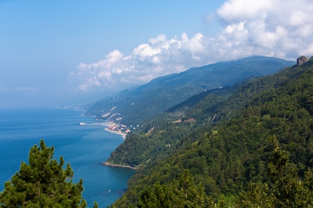 Where green meets blue at northern Turkey. Ozluce village, Kastamonu, Turkeyの写真素材