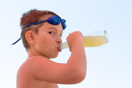 Nothing can quench my thirst better than a bottle of lemonade.の写真素材