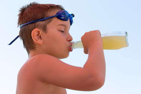 Nothing can slake my thirst better than a bottle of lemonade.の写真素材