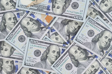 How many Benjamin Franklins out there, newest hundred dollar American  Banknots looking at youの写真素材