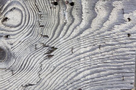 Wood grain texture and pattern on an old rustic cracked wooden sign post, full frame backgroundの写真素材