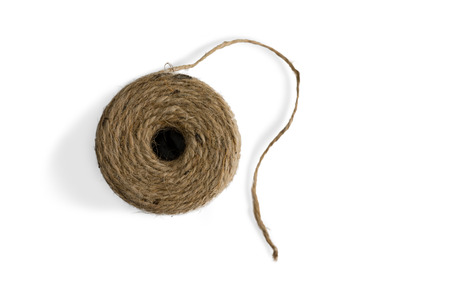 Top down view on a ball of jute twineの写真素材