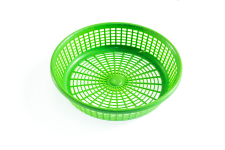 basket green on white backgroundの写真素材