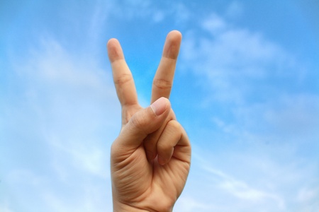 hand posture that have many meaning like victory ,success, ok, ready の写真素材